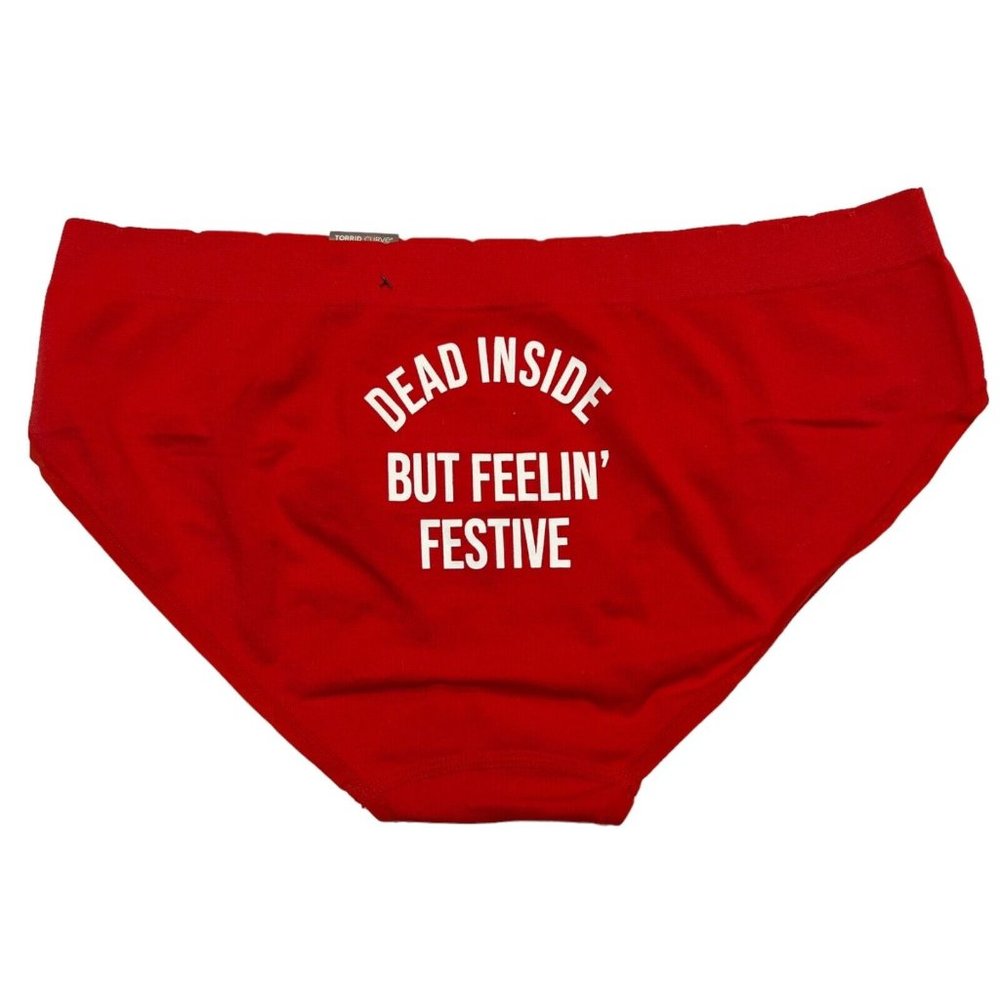 NWT TORRID Hipster Pantie Sz 2X Red Christmas Skulls - Picture 2 of 4